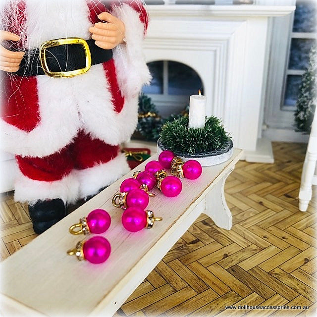 Baubles x 10 - Pink - Miniature
