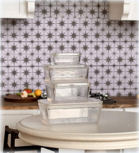 Dollhouse miniature clear stackable food containers