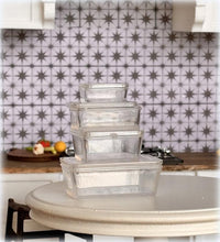 Dollhouse miniature clear stackable food containers