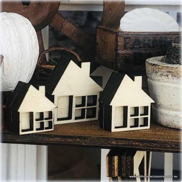 Set of 3 mini Cottages - Unpainted - Miniature