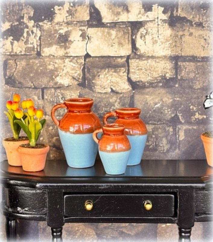 Vases - Set of 3 - Brown Blue - Miniature
