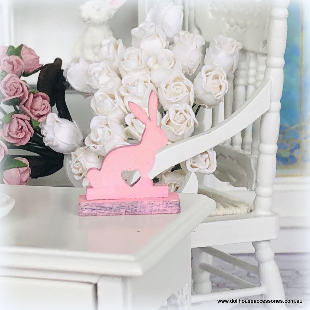 Dollhouse pink easter bunny decor