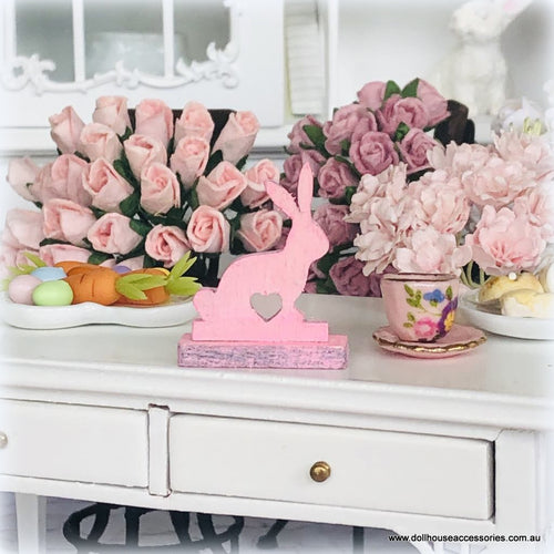 Dollhouse pink easter bunny decor