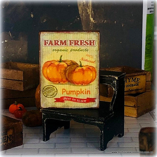 Dollhouse miniature sign fresh pumpkin