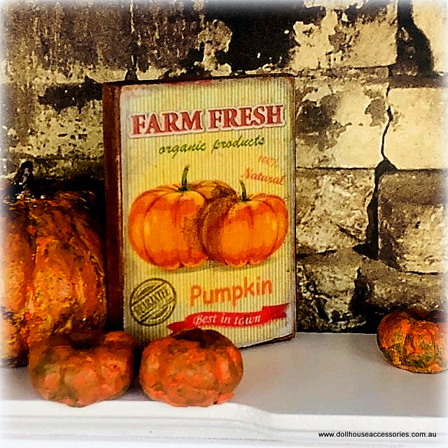 Dollhouse miniature sign fresh pumpkin