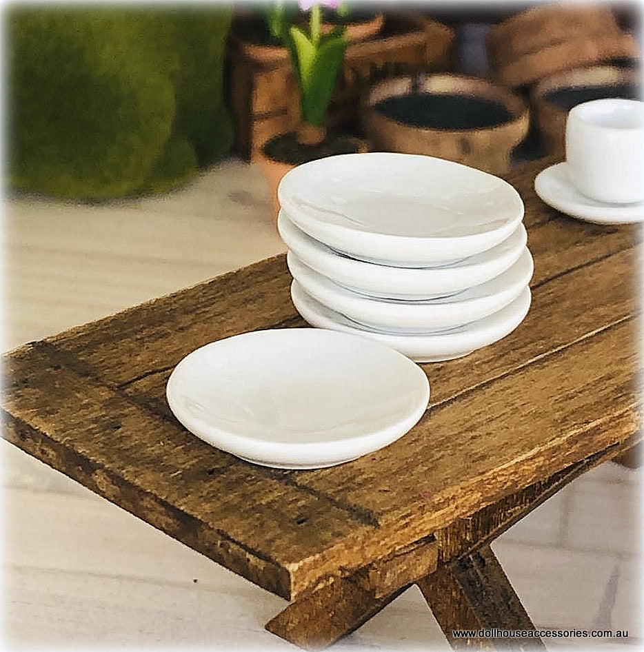 Dollhouse modern white crockery kitchen plates