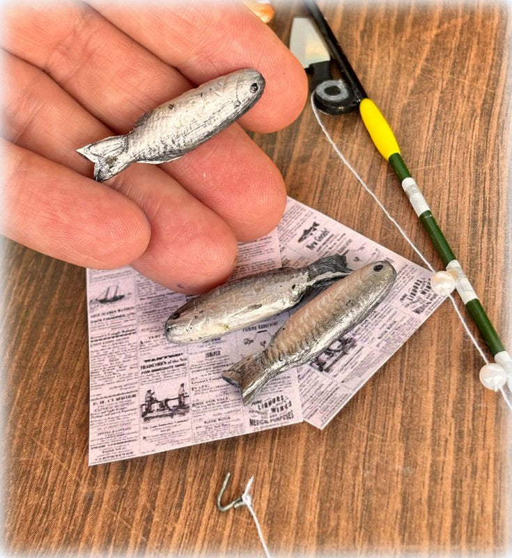 Silver Mullet Fish x 3 - Miniature