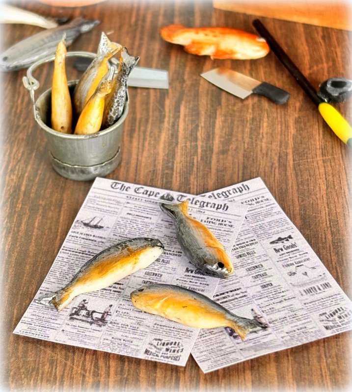 Dollhouse fish sardines mackerel fishmonger fish market beach