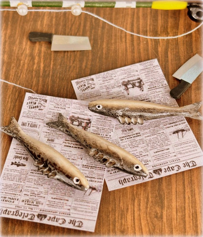 Silver Herring Fish x 3 - Miniature