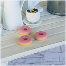 Iced Pink Donuts - set of 3 - Miniature