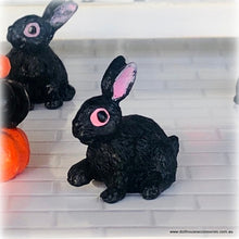 Dollhouse miniature black rabbits