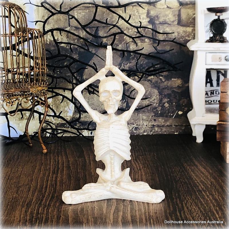 Yoga Skeleton - Hands Above Head - 10 cm high - Miniature