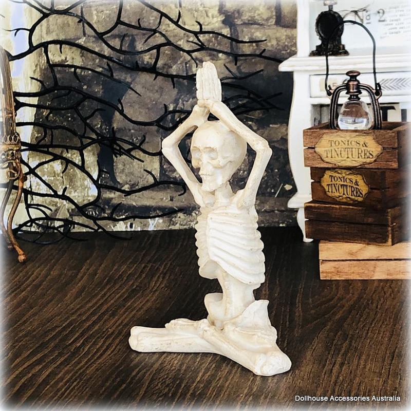 Yoga Skeleton - Hands Above Head - 10 cm high - Miniature