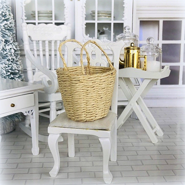 Dollhouse woven cane rattan carry basket