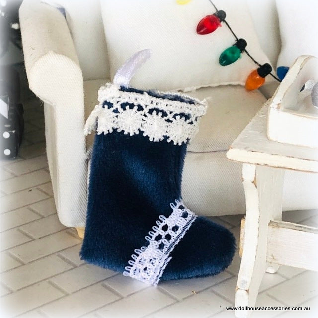 Dollhouse Christmas blue stocking