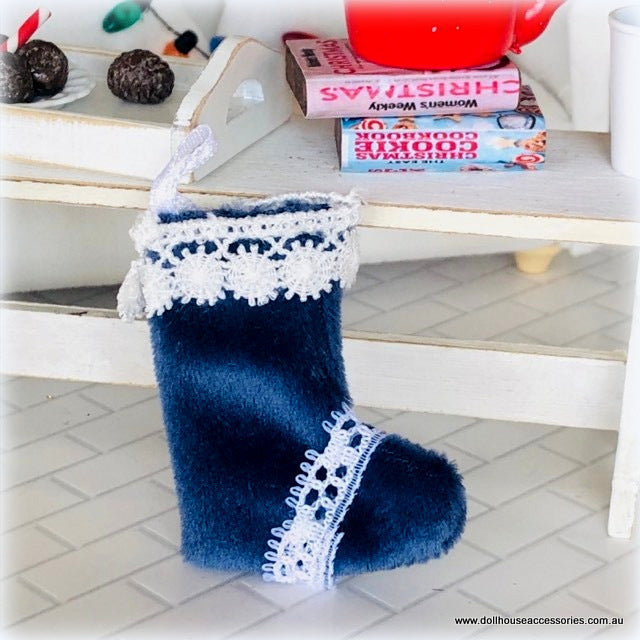 Dollhouse Christmas blue stocking