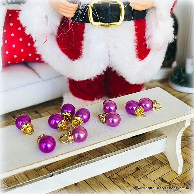 Baubles x 10 - Purple - Miniature
