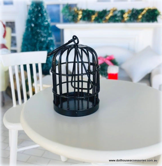 Black Victorian Style Bird Cage - Dollhouses and More