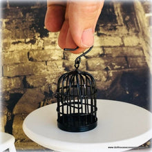 Dollhouse miniature black bird cage