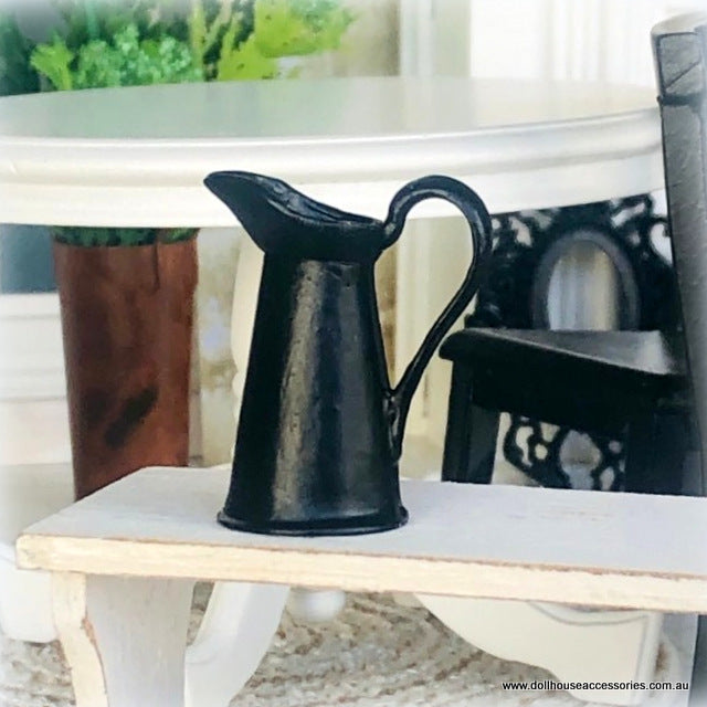 Dollhouse miniature black pewter pitcher