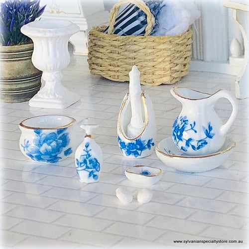 Dollhouse blue Bathroom accessories set