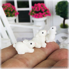 Dollhouse miniature white bunny rabbits ornaments