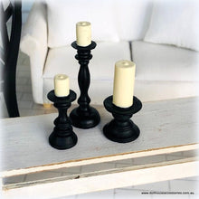 Black Candleholders - set of 3 - Miniature