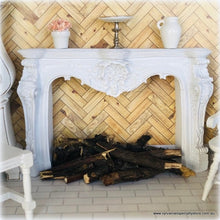 Dollhouse carved white french provincial fireplace