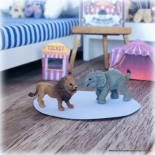 Dollhouse Lion and Elephant Circus toys miniature