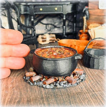 Dollhouse large cauldron stew witch haunted house halloween peasant scene rustic