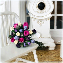 Pink White Purple Bouquet of 30 Paper Roses - Miniature