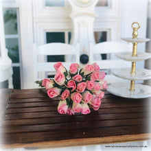 Dollhouse miniature salmon pink paper roses florist shop