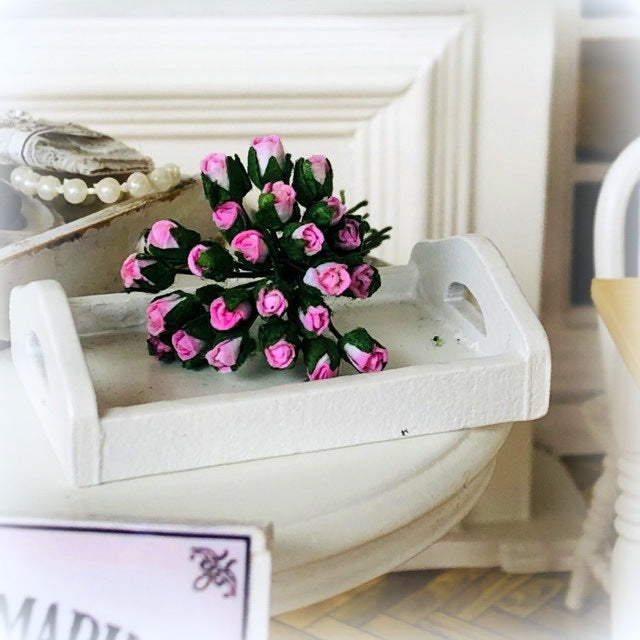 Bouquet of 25 Pink Rosebuds - Miniature