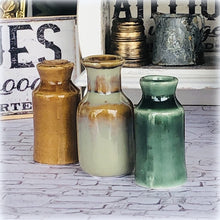 Green and Brown Vases - Set of 3 - Miniature