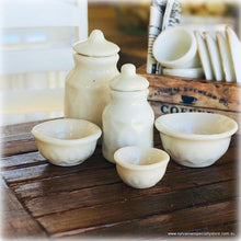 Embossed Canisters and Baking Bowls - Cream - Set of 5 - Miniature