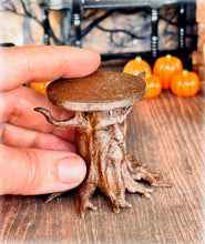 Dollhouse miniature old wise man tree trunk side table mystical haunted house