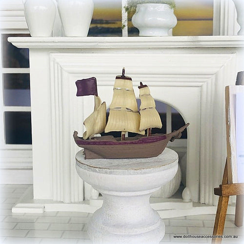 Dollhouse miniature model ship captains study