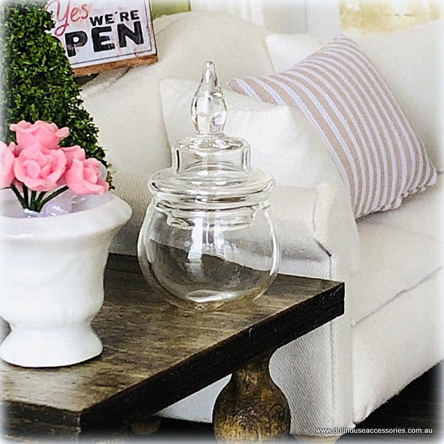 Dollhouse glass jar with pointed lid