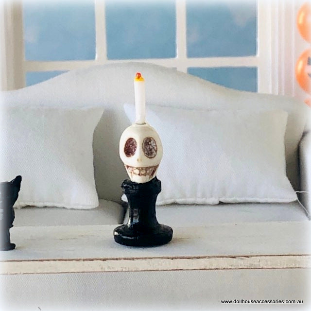Dollhouse Halloween skull candle