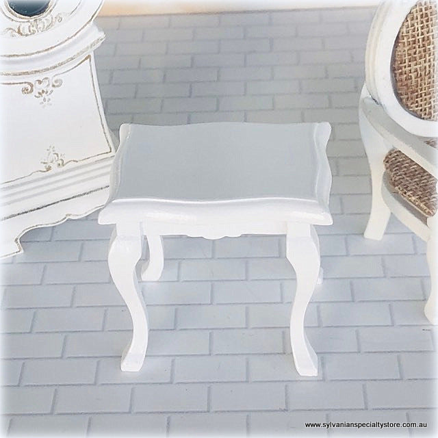 White Bedside Table - Wood - Miniature