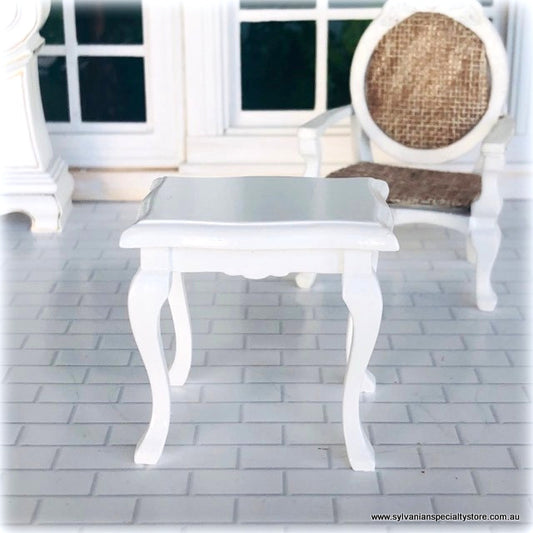 White Bedside Table - Wood - Miniature