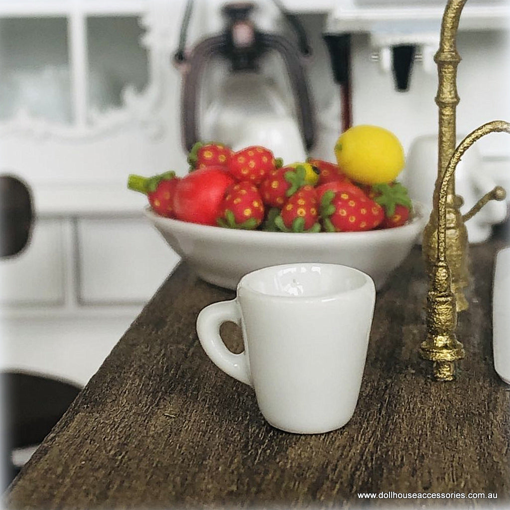 Modern White Mug and Saucer - Miniature