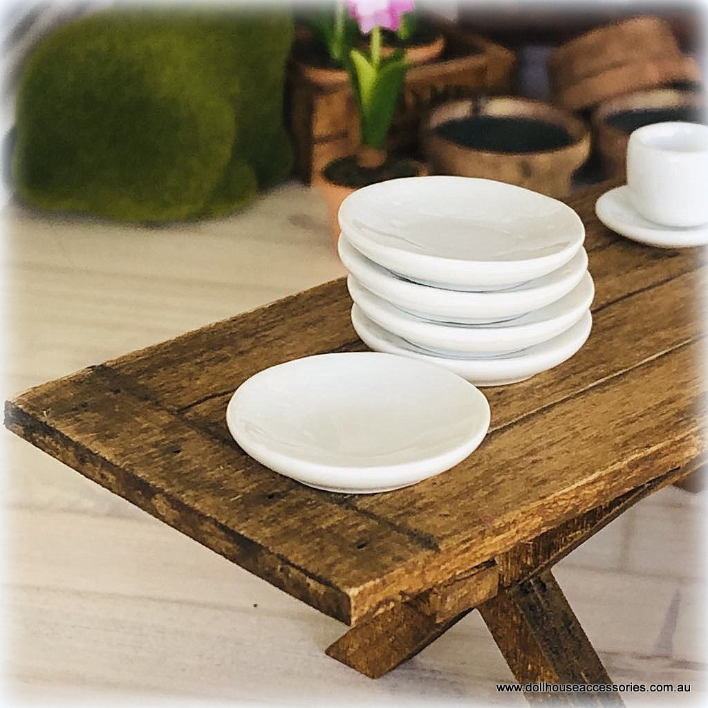 Dollhouse modern white crockery kitchen plates