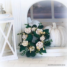 Dollhouse miniature white rose garland wreath decor