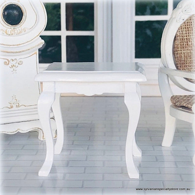 White Bedside Table - Wood - Miniature