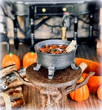 Dollhouse witch cottage cauldron stew with bones and eyeballs