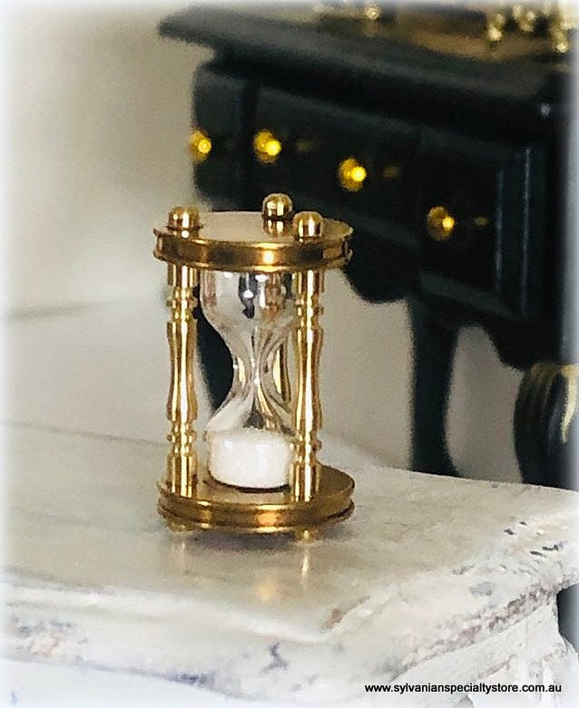 Dollhouse miniature office study hour glass sand time really works