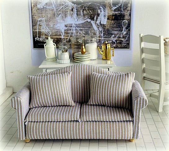 Dollhouse beige white neutral double two seater dollhouse sofa