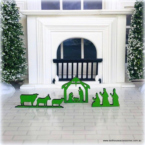 Nativity Scene - Painted Green - 3 cm - Miniature