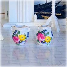 Dollhouse vases pink yellow floral